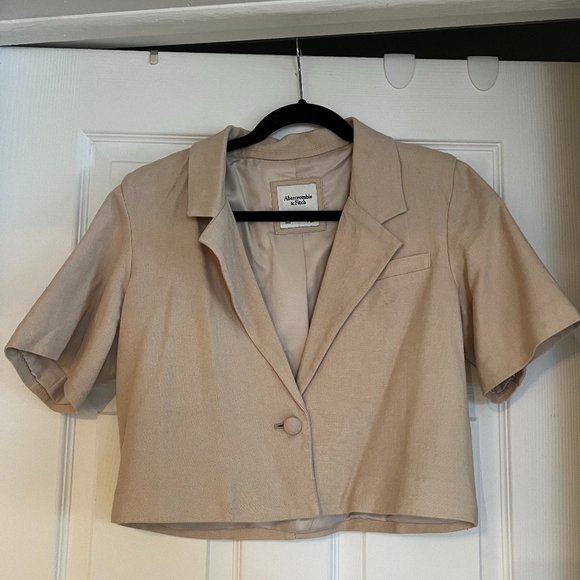 Linen cropped blazer - Picture 1 of 5